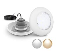 LyLmLe Proiettore Piscina LED con Filettatura Esterna 2", 12W Lampade Piscina 2 Colori Selezionabili Bianco 3000K & 6000K, Ø190mm, 12V AC Luce Sommergibile per Piscinas Fuori Terra in Acciaio