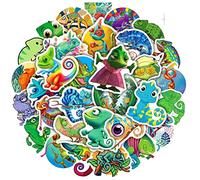 LYLSDSB 50 adesivi a forma di lucertola, impermeabili, per laptop, skateboard, bottiglie d'acqua, auto, bicicletta, scrapbook valigia, Kawaii, camaleonte, geco, adesivi per adolescenti e bambini