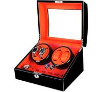 LYLXSF 4+6 Rotazione Automatica in Pelle Orologio in Legno Vento di stoccaggio di Orologi per Orologi con Copertina e archiviazione LED incorporata Illuminata,