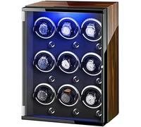 LYLXSF Guarda Winder Box 9 per Orologio Automatico Luci Colorate Cuscini Regolabili per Orologi Motore Tranquillo per Uomo Orologi da Donna Accessori, B,