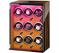 LYLXSF Guarda Winder Box 9 per Orologio Automatico Luci Colorate Cuscini Regolabili per Orologi Motore Tranquillo per Uomo Orologi da Donna Accessori, B,