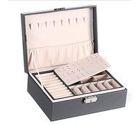 LYLXSF Organizzatore della Scatola di Gioielli Small Travel Jewelry Storage Case, organizzatore di Gioielli a 2 Strati con Serratura e Vassoio Rimovibile per Anelli Collana Braccialetti Funga Ebreo