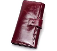LYLXSF Portafogli di carta Guine in pelle Portafoglio Wom Fritch Borsa femmina Porta di cartoncino lungo la donna (colore: vino rosso)