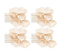 LYLYWOW 4 Pezzi Pettine Chioma Sposa Floreale Oro Stile Barocco Vintage | Matrimonio e Raccolto, Lega e Plastica, Leggero e Versatile, per Donne Sposa