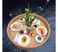 LYMGRZ Vassoio Galleggiante in Rattan Intrecciato, Vassoio Galleggiante per Piscina, Disco Galleggiante per Superficie d'Acqua, Vassoio Galleggiante Multifunzione per la Colazione, Piatto galleggia