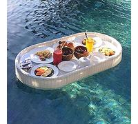 LYMGRZ Vassoio Galleggiante Ovale Creativo, Vassoio da Portata in Rattan Intrecciato, Vassoio Galleggiante per la Colazione in Piscina all'aperto, per Piscina, Feste in Spiaggia, Cibo sull'acqua, b