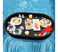 LYMGRZ Vassoio Galleggiante Ovale Creativo, Vassoio da Portata in Rattan Intrecciato, Vassoio Galleggiante per la Colazione in Piscina all'aperto, per Piscina, Feste in Spiaggia, Cibo sull'acqua, b