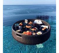 LYMGRZ Vassoio Galleggiante per Piscina, Disco Galleggiante per Superficie d'Acqua, Vassoio Galleggiante Multifunzione per la Colazione, Piatto Galleggiante per Cibo per Feste all'aperto, Nero, 80