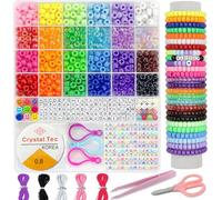 LYMOOR 1000 perline pony, perline per braccialetti, 24 colori, 6 x 9 mm, con alfabeti colorati, per set fai da te, collane, bracciali, gioielli, regali per bambini e ragazze