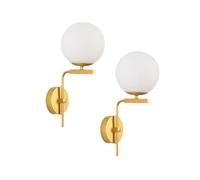 LYMSXAZOU Set di 2 Applique da Parete in Stile Mid-Century Modern con Globo in Metallo e Paralume in Vetro, Attacco E27, Ideali per Camera da Letto e Soggiorno (Nero, 6 Pezzi).