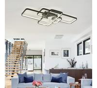 LYMSXAZOU Ventilatore da soffitto da 72 cm con luci e Telecomando, Luce LED dimmerabile, Silenzioso, 6 velocità del Vento, per Camera da Letto, Soggiorno, Funzione Memoria - Nero || 72 cm