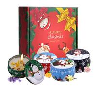 LYNBLY 4 Pezzi Candele Profumate Natalizie, Naturale Cera di Soia Candela Profumata, Candele Profumate Set Regalo Donna, per Natale,Anniversario,Compleanno,Festa della Mamma,Bagno,Yoga
