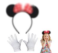 LYNBLY Cerchietto con Orecchie di Mouse, Orecchie da Topolina Orecchie Fascia con Pois Bianchi, Cerchietto Orecchie Topo, Orecchie da Topo Set per Carnevale, Halloween e Feste a Tema