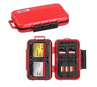 LYNCA Custodia per scheda di memoria, custodia rigida per scheda di memoria Custodia rigida resistente all'acqua e antiurto per fotocamera compatta per 8 schede SD 4 CF 12 Micro SD/TF (rosso)