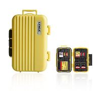 LYNCA Custodia per scheda di memoria, custodia rigida per scheda di memoria Custodia rigida resistente all'acqua e antiurto per fotocamera compatta per 8 schede SD 4 CF 12 Micro SD/TF (giallo)