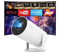 LYNCAST 1080P 4K Proiettore portatile con Android TV, 180° di rotazione 180° con WiFi 6 e Bluetooth 5,Mini proiettore per telefono/TV Stick/HDMI/PS5/iOS HY300 PRO