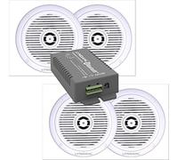 Lyndahl Set di altoparlanti con amplificatore Bluetooth a 4 canali + AUX, AMP4X15BT e CS180IP, altoparlante da soffitto per ambiente umidi, bagno o terrazza 4 Altoparlanti