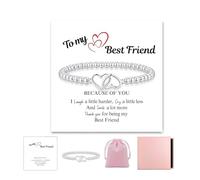 LynixTrade Braccialetto dell'amicizia con perline in argento con ciondolo a forma di cuore, regalo per compleanno, amicizia, regalo per donne, amiche e bestie