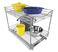 Lynk - Organizer Estraibile a 2 Ripiani, in Metallo, 35,5 x 53,5 cm, Cromato, 35,5 x 53,3 x 40,6 cm