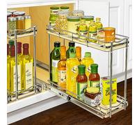 LYNK PROFESSIONAL® Elite™ - Organizer estraibile per armadietti, 15,2 x 53,3 cm, per spezie e bottiglie, cassetti scorrevoli stretti per mobili da cucina, ripiani estraibili, in legno e cromo
