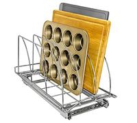 LYNK PROFESSIONAL Slide out Cutting Board, Bakeware, And Tray Organizer organizzatori Estraibili, Lega di Acciaio, Finitura cromata, 10w x 21d x 9.6h -inch