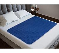 Lynmark Coprimaterasso lavabile per incontinenza, antiscivolo, assorbe fino a 2 l, in cotone certificato OEKO-Tex, impermeabile, per letti matrimoniali, 135 x 85 cm, blu navy