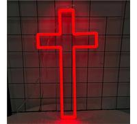 LYNMTPJ Insegna al neon con Gesù, croce dimmerabile, decorazione da parete a LED per camera da letto, soggiorno, chiesa, regali di Natale e Pasqua, decorazione religiosa per la casa, 40 cm (rosso)