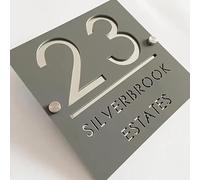 LYNMTPJ Numeri civici in Acrilico 3D Personalizzati con Chiodi - Targa con indirizzo Personalizzata for Porte/pareti Esterne(Gray-Silver)