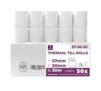LYNNE PAYMENT SOLUTIONS Lynne Payment Solutions Rotoli termici 57 mm x 50 mm x 12 mm - Rotoli per registratore di cassa - Rotoli per ricevute per registratore di cassa con stampante per ricevute - Car