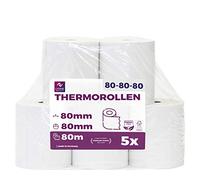 LYNNE - Rotoli Cassa 80x80 Termica Fiscale - Rotolini carta termica 80x80x12 - Rotolo per stampante registratore di cassa fiscale 80mm x 80m x 12mm - [5x]