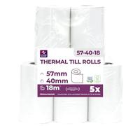 LYNNE - Rotoli POS 57x40x12 di carta termica per ricevute Bancomat - Rotolini compatibili con dispositivi POS - Rotolo 57mm x 18m x 12mm - [5x]