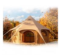 LYNNEYING Tenda A Campana In Canvas Di Cotone 4,5M - Yurts Con Foro Per Stufa, Windproof, Ombra Traspirante, Camping Familiare Viaggio, Attività Di Gruppo, Poliestere 4 Stagioni (12-15Persone)