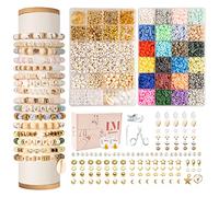 Lynnmos Heishi - Kit di perline in argilla polimerica, 8000 pezzi, 2 scatole, 24 colori, per la creazione di braccialetti, kit per la creazione di gioielli con ciondoli e confezione regalo per ragazze