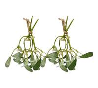 LYNNPENG 2 pezzi di Natale vischio decorazione rami di vischio artificiale con bacche bianche, 20 cm, bacio romantico sotto il vischio