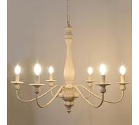 LynPon Lampadario in legno da fattoria bianco invecchiato, 6 luci industriale Lampada a sospensione retrò rustica vintage per sala da pranzo, soggiorno, camera da letto