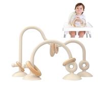 LYNSAN Seggiolone Giocattolo Sensoriale Montessori con Anello in Legno, per Bambini e Ragazzi, Asilo, Casa, Beige