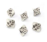 LYNX Set Dadi D8 - Set di Sei Dadi 8 Facce - Dadi per GDR a Tema Teschio & Ossa. Dadi Particolari per D&D, Dungeons & Dragons (DND), Warhammer, Pathfinder, Magic The Gathering (MTG). (Bianco)