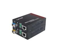 Lynxcel Convertitore multimediale da fibra Gigabit a Ethernet, convertitore multimediale a fibra singola con 2 moduli Bidi SFP SMF LC, 10/100/1000Base-TX a 1000Base-FX SFP a RJ45, fino a 20 km