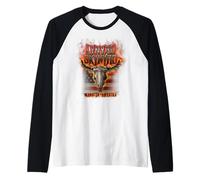 Lynyrd Skynyrd Bandiera America Steer Skull Rock Band 70s Regali Maglia con Maniche Raglan