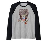 Lynyrd Skynyrd Eagle - Chitarra con Bandiera degli Stati Uniti, Stile Classico Rock, retrò, Maglia con Maniche Raglan