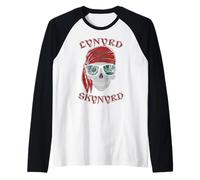 Lynyrd Skynyrd - Stencil a Forma di Teschio, Stile Rock, retrò, Pirata Maglia con Maniche Raglan