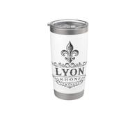 Lyon Rhône Francia Ornate Fleur-De-Lis Stampa Nera Bicchiere termico in acciaio inox doppia parete