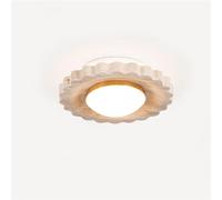 LYOUAE Plafoniera Soffitto Moderna Natural Yellow Travertine Stone Ceiling Light Scalloped Gear Shape Semi Flush Mount Ceiling Light Hand Polished, Metal Plafond