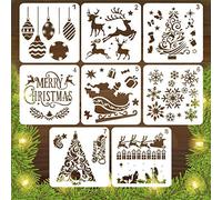 LYPER 8Pcs Natale Stencils Xmas Scale Template Sets, riutilizzabile plastica artigianato neve fiocco decorazione fai da te per Craft Art disegno pittura a spruzzo su finestra, vetro, legno, Home Decor
