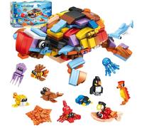 LYPPUL 12 Pezzi Animali Marini Blocchi, 12 IN 1 Mini Blocchi Costruzione Animali Mattoni Giocattoli, Costruzione a Forma di Animali, Costruzioni Bambini 3-12 Anni Favor Compleanno（Marini）