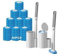 LYPPUL 2 Scopino WC Usa e Getta, Pulisci Water Usa e Getta con 60 Ricariche Cleaner, Kit di Scopino per WC con Supporto per Bagno, Vasca da Bagno, Lavandino（Fragranza Marina）