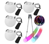 LYPPUL LED Poi Balls, 4 PCS LED Then Juggling Balls, Luminous Juggling Balls with Colours Rainbow Stroboscopic Effect, Adjustable Colorful Luminous Ball for Beginners Children Adults