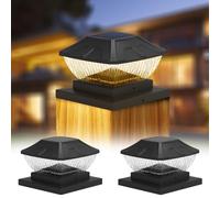LYPPUL Luci Postali Solari 2 pezzi, Luce Solare Pilastro Giardino, Lampade Solari da Giardino con 2 Modalità, Lampade solari per recinto all'aperto Impermeabile IP65 per palo di recinzione Patio