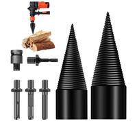 LYPPUL Spaccalegna Cono Di Legno, 45mm + 32mm Spaccalegna A Vite Conica, spaccalegna Per Legno con 5 Manici Per Trapano, Cono Per Vite Spaccalegnas Per Trapano, Per Forare Il Legno