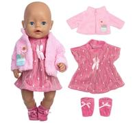 LYPPUL Vestiti per Bambole per New Born Baby Doll, Abiti per Bambolotti 43-48cm, Vestiti Bambole con Abiti Cappotti Calzini Appendiabiti, Una Scelta Perfetta per i Regali di Compleanno dei Bambini